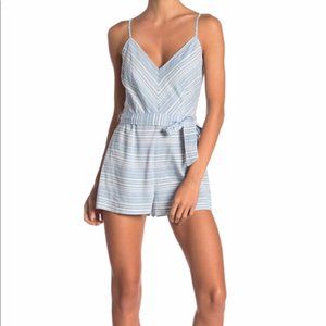 BB Dakota Blue and White Striped Tie-Waist Romper